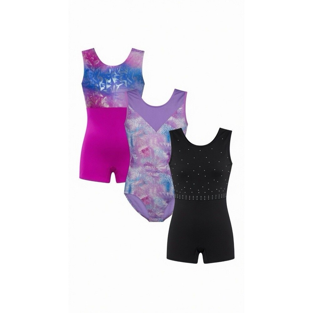Gymnastics Dance Cheer Leotards Cat & Jack Lot 3 Girls Sz XL 14 Set Sparkle EUC